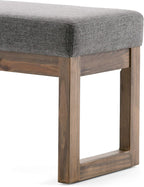 SIMPLIHOME Milltown 27" Wide Linen Look Rectangle Ottoman in Grey | Contemporary ottoman with a cushioned seat for extra seating in your bedroom or entryway; footstool, footrest or pouf.