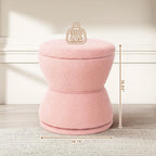EazeHome Round Ottoman with Storage, 360° Swivel Boucle Ottoman Vanity Stool, Upholstered Footstool with Storage Removable Lid, Modern Footrest Coffee Table for Living Room, Dorm, Makeup Room, Pink