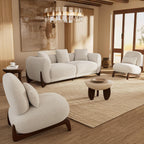 Morden Fort Modern Cloud Couch - 3 Seater Sherpa Boucle Sofa with Wood Legs, Ultra-Thick High Resilience Cushion with 3 Matching Pillows Upholstered Comfy Couch Sofa for Living Room - Off White 87''