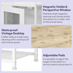 SWTYMIKI Coffee Bar Cabinet Station - Farmhouse Small Coffee Stand Station with Doors, Rustic Storage Organizer for Kitchen, Buffet Sideboard Cabinet Table for Home, Office, Corner, Bar, White