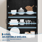 IDEALHOUSE 71.9" Tall Storage Cabinet with 30mm Thickened Board, Tempered Glass Doors & Anti-Tipping Kit, Pantry Storage Cabinet for Kitchen, Dining Room, Living Room