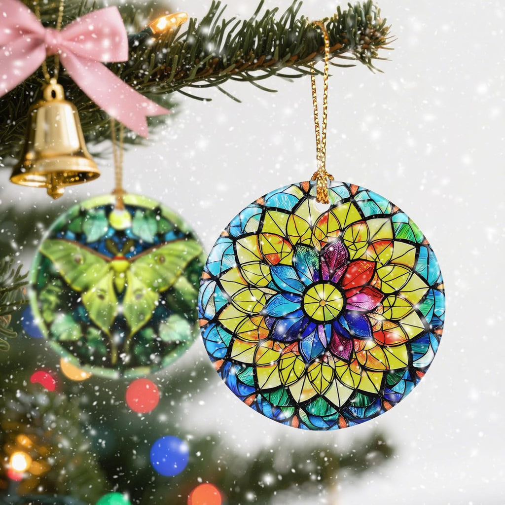 Christmas Ornaments, Ceramic-Style Christmas Decorations, Xmas Tree Ornaments, Heirloom Keepsakes, Holiday Dcor, Holiday Presents, Unique Xmas Gifts, Gift Exchange, Gift Idea - Rainbow Mandala