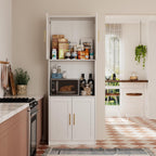 85" Kitchen Storage Cabinets,Corner Pantry Cabinet,Tall Bathroom Cabinet,Farmhouse Storage Cabinet with Countertops Suitable for Apartments/Dining Room/Small Spaces (2, White, 85" H)