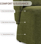 KISLOT Upholstered Dining Chairs with Wheels, Easy Assembly Stain Resistant Fabric Modern Barrel Armchair with Lumbar Cushion, Dining Room Chairs for Kitchen Living Room Bedroom, Green, Set of 4