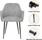 Dinning Chairs Set of 2, Upholstered Accent Chairs with Black Finished Metal Plating Legs for Living Room Chairs, Light Gray