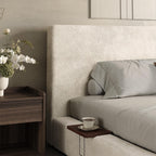 VMU King Size Upholstered Platform Bed Frame with Headboard for Bedroom