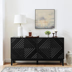 LKTART 60.5" Black Sideboard Buffet Cabinet,Modern Accent Credenza Storage Cabinet with 4 Doors, Media Console Table for Living Room Entryway