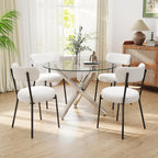 Round Glass Dining Room Table for 2-3, Modern Tempered Glass Top, Sturdy Chrome Legs, Adjustable Foot Pads, Kitchen Table for Living Room, Dining Room, Tea, Home, 35.5 Inch, Round Silver Base