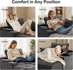 50" Oversized Chaise Lounge Chair Indoor, Plush Faux Fur Cloud Sofa Couch with Pillows, No Assembly Deep Seat Reading Chair Bed, Cozy Floor Couch for Living Room or Bedroom