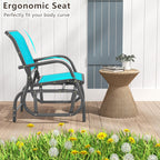 Giantex Swing Glider Chair W/Study Metal Frame Comfortable Patio Chair Love-Seat for Garden, Porch, Backyard, Poolside, Lawn Outdoor Rocking Chair (1, Turquoise)