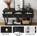47" Console Table with 3 Drawers, Fluted Wood Entryway Table with Storage Shelf, Narrow Long Sofa Table Modern Behind Couch Accent Table for Living Room, Entryway, Hallway, Foyer