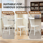 ClinQ Windsor Dining Chair Set of 4, Spindle Back Wooden Chairs for Kitchen and Dining Room, Farmhouse Country Wooden Dining Chairs for Dining Living Room, Farmhouse, Restaurant, White