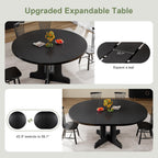 Feonase 43.3-59" Round Extendable Dining Room Table for 4-6, Modern Oval Kitchen Table with Heavy Duty Base, Dining Table for Kitchen Living Room, Easy Assembly, Noise-Free, Matte Black
