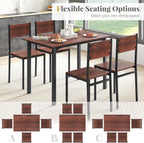 Giantex Dining Table Set for 4, 5-Piece Modern Kitchen Table and Chairs with Metal Frame & Adjustable Foot Pads, Space Saving Wood Dinette Set for Small Space, Breakfast Nook, Apartment (Walnut)