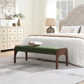 KEIKI 50.25" Upholstered Bed End Bench, Chenille Entryway Bench, Modern Dining Bench with Solid Rubber Wood Legs for Kitchen, Bedroom, Entryway (Green)