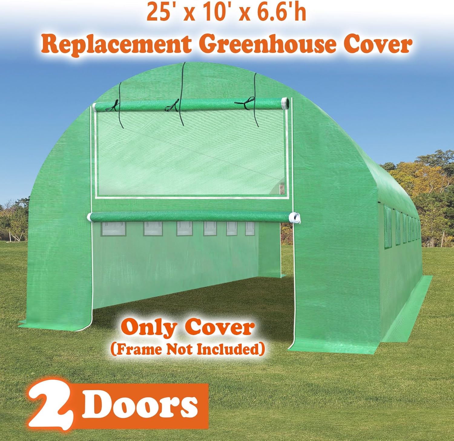 Strong Camel Replacement Greenhouse Cover for Walk in Greenhouse Frame Green House Top Cover (Frame NOT Included) (25 X 10 X 6.6ft)