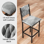 AWQM 5-Piece Dining Table Set, Dining Table Set for 4, Counter Height Table & 4 Velvet Bar Stools, Modern Kitchen Dining Set, Compact Dining Set for Small Spaces (Marble Texture & Velvet Chairs)