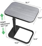 Kitstorack TV Tray Table, Adjustable Height & Rounded Metal Corners, Snack Table for Couch, Sofa, Bed, Chair, Living Room, C Shaped End Side Table for Eating, Dinner or Laptop, Small Spaces, Dark Gray