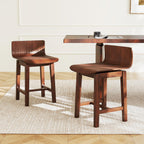 GOFLAME Swivel Dining Chairs Set of 4, Farmhouse Kitchen Chairs with Low Backrest and Curved Seat, Accent Side Chairs with Solid Rubber Wood Frame for Dining Room, Restaurant, Walnut