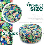 Cinnvoice 2 Pcs Inflatable Outdoor Ottoman Pouf Waterproof Round Footrest with Handle D21 x H9 Inch Indoor Outdoor Portable Footstool for Patio Garden Camping or Home Pool(Parrot)