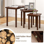 Giantex Nesting Tables Set of 3, Farmhouse Stacking Side Table with Rubber Legs, Wooden Rectangle Accent End Table, Nesting Coffee Tables for Living Room Bedroom (Walnut)