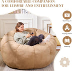 Flower Bean Bag Chair for Teens and Young Adults, Soft Faux Fur Floor Seating with Memory Foam, Aesthetic Room Decor Cozy Lounger for College Dorm, Khaki