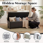 Asense Storage Ottoman Bench,42 inch Wide Upholstered Faux Leather Rectangular Ottoman with Legs,Safety Hinge Storage Bench for Living Room,Bedroom,Entryway