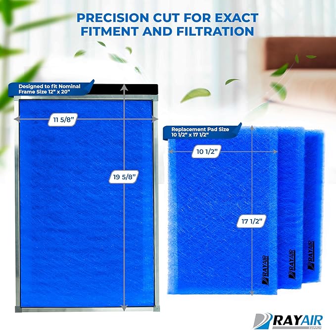 RAYAIR SUPPLY 12x20 Replacement Filter Pads Compatible with Dynamic Air Cleaner (3 Pack) (12x20)