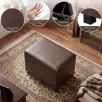 Joveco 24" Leather Storage Ottoman Bench, Rectangle Foot Rest Stool for Living Room, Bedroom, Entryway, Brown