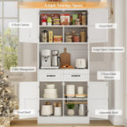 HOSTACK 71" Tall Kitchen Pantry Storage Cabinet, Wood Kitchen Hutch, White | Modern Pantry Cabinet with Microwave Stand, Hutch Cabinet with Countertop & Drawers, Storage Cabinet for Living Room
