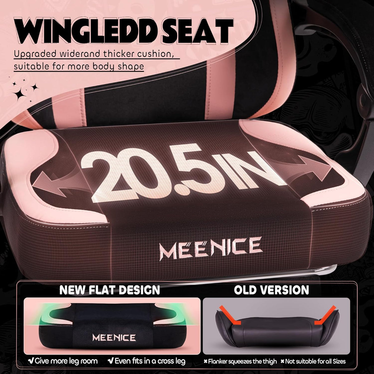Pink Gaming Chair Cute with Cat Ears Paw Lumbar and Cushion,Ergonomic Computer Chair with Footrest,Reclining PC Game Chair for Girl Computer Chair 300lbs for Adult
