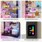 Lvifur 10-Tier Glass Display Cabinet with RGB Light and Motion Sensor,Black