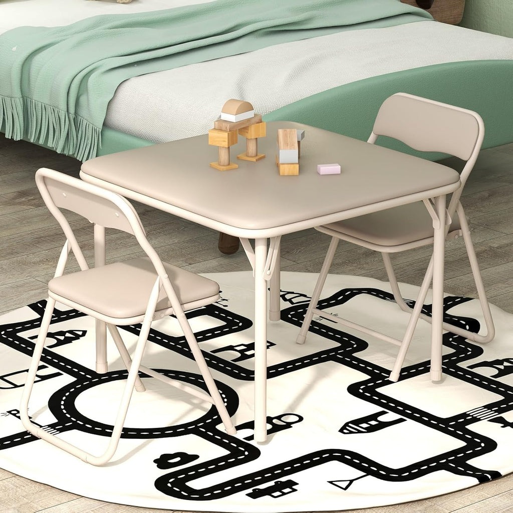 IDEALHOUSE Kids Folding Table and Chair Set | Foldable Table Set, Sturdy Steel Frame for Drawing, Crafts, Snacks and Homework