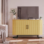 HUAHUU Sideboard Buffet Cabinet with Storage, 47.2" Fluted Storage Cabinet with Sliding Door & Adjustable Shelf, Modern Accent Coffee Bar Console Cabinet for Living Room Kitchen, Natural Oak