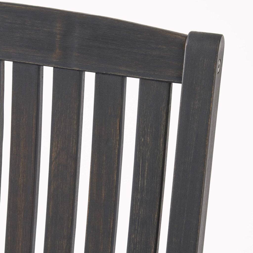 Great Deal Furniture GDFStudio Outdoor Acacia Wood Rocking Chairs (Set of 2), Dark Gray
