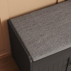 HOMEFORT 54.4" Shoe Bench with Lift Top Storage, Entryway Bench with Cushioned Seat, Wooden End of Bed Bench, Shoe Cabinet Bench with Hidden Storage Space, for Bedroom, Hallway,Black