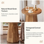 Tribesigns Round Pedestal End Table, Farmhouse Couch Side Table with Octagonal Base, Wooden Drink Stand Accent Nightstand(2, Walnut)