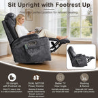 AHMED Dual Motor Power Swivel Rocker Recliner Chair, Velvet Grey | Electric Glider Rocking Chair, Massage & Heat, Cup Holders, LED Lights, USB A/USB C Ports