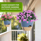 LEWESU Set of 2 Hanging Planters for Indoor Plants with Self Watering Includes Hanging Pots and 2 Types Plant Hangers, Outdoor Hanging Baskets Holder for Home Garden, 10 Inch Aegean Blue