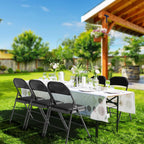 Bonnlo Folding Chair with Comfortable Padded Cushion and Back, Portable Folding Chairs for Outside, Office Events, Weddings, Pu Leather, 10 Black