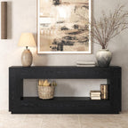 Epecoya 78 Inch Extra Long Console Table, 2-Tier Wood Entryway Table with Storage, Farmhouse Sofa Behind Couch Table for Entrance, Living Room, Foyer, Hallway, Black