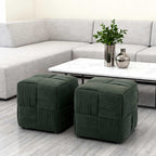 Green Cube Ottoman, Foot Rests Pouf Soft and Comfortable Corduroy Woven Design, Foot Rest for Couch for Living Room, Bedroom, Square Pouf Ottoman 14.2" (Green)