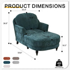 Chaise Lounge Chair Indoor, 59.8" Oversized Couch Reading Chairs, Chenille Comfortable Deep Sleeping Single Sofa, Upholstered Modern Couch Sofa Bed for Living Room, Bedroom & Apartment (Teal)