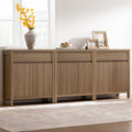 SICOTAS 87" Extra Large Buffet Cabinet with Storage, Modern Fluted Sideboard Cabinet with Drawers & Adjustable Shelves, Premium Credenza for Large Spaces, Reclaimed Caramel Oak, 3 PCS