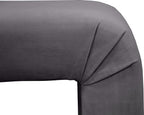 Meridian Furniture Minimalist Collection Modern | Contemporary Velvet Upholstered Bench, 53" W x 14.75" D x 18.25" H, Grey