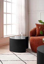 32" Textured MDF Side Coffee Table, Small Nesting Tables with Space Saving Layout, Nesting Table Set for Indoor Leisure and Office scenarios, Black