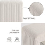 Get Set Style Vanity Stool Chair, Fully Assembled Modern Boucle Ottoman Footstool with Wooden Legs, Multifunctional Upholstered Sofa Bench Extra Seat for Makeup Room Living Room Entryway Office, White