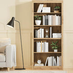 GarveeHome 71 in Tall Bookcase,Wooden Bookshelf with 5 Tiers, Modern Book Shelf in Swedish Oak, Floor Standing Display Shelves for Bedroom, Living Room and Office for Home