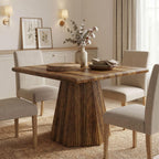 Tribesigns Square Dining Table for 4, 31.5-Inch Farmhouse Kitchen Table with Sturdy Pedestal Base for Kitchen & Dining Room & Living Room (Rustic Brown)
