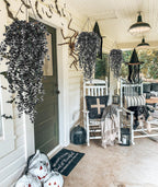 RECUTMS Artificial Hanging Plants Fake Hanging Plant Faux Hanging Plants UV Resistant Plastic Plants for Indoor Outdoor Room Wall Wedding Patio Porch Decor(Black White)